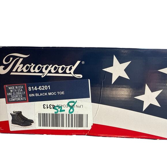 Thorogood Work Boots American 6" Men's 8D Moc Soft Toe Black Leather 814-6201 - Picture 10 of 10